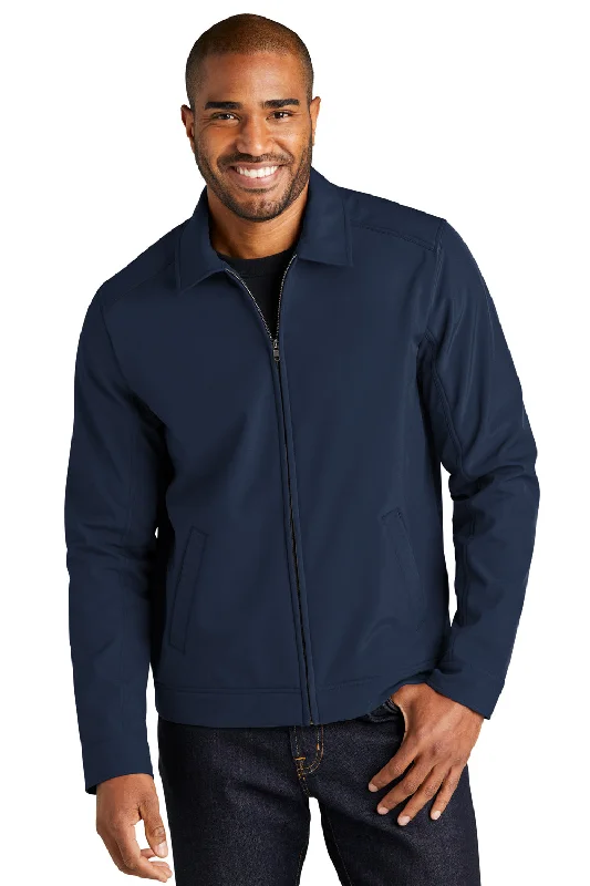 Port Authority Mens Mechanic Wind & Water Resistant Full Zip Soft Shell Jacket - Dress Navy Blue Jacket Blazer Coat