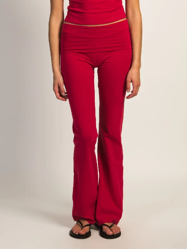 HARLOW GIA FOLDOVER PANT - PORT Relaxed Linen Pants