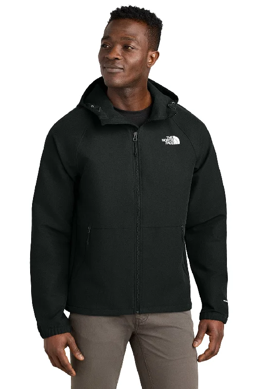 The North Face Mens Barr Lake Water Resistant Soft Shell Full Zip Hooded Jacket - Heather Black Wool Jacket Cashmere Jacket Tweed Jacket