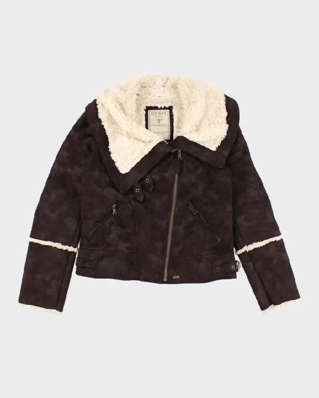 Vintage Y2k 00s Guess Faux Suede Jacket - M Oversized Jacket Tailored Jacket Straight Jacket