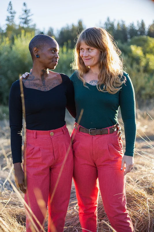 Perfect Pant in Red Sherbert Canvas Casual Wide Pants