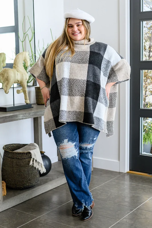 Your Next Favorite Roll Neck Sweater Poncho Handmade Hand-knitted Hand-woven