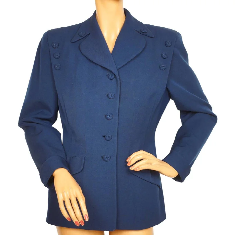 Vintage 1940s Ladies Blue Suit Jacket Simpsons Canada Size M Embroidered Jacket Appliqued Jacket Beaded Jacket
