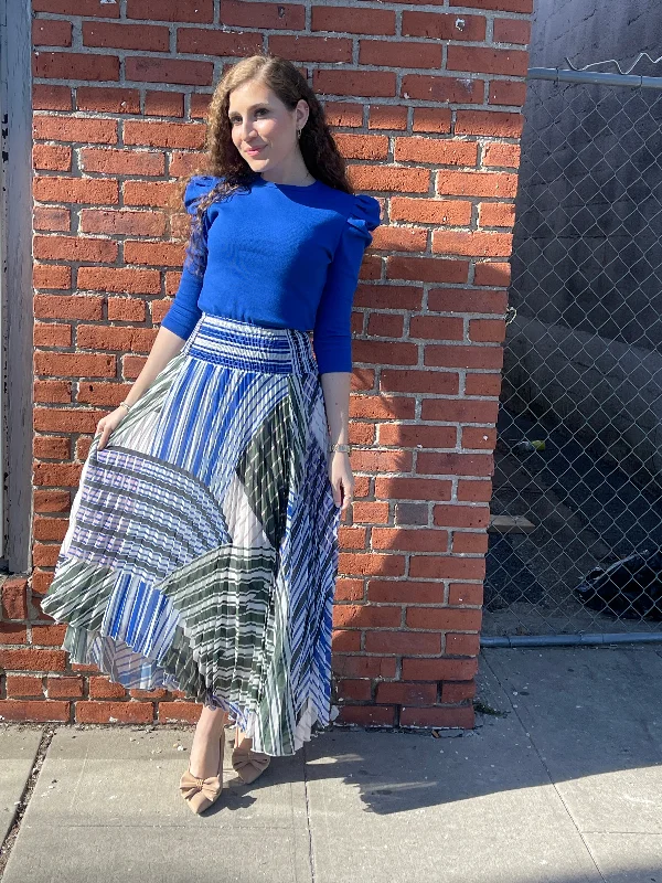 Chiffon Print Midi Skirt TS206 silk skirt lustrous