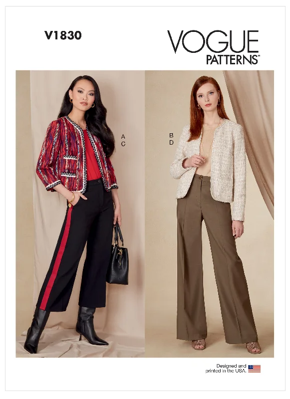 Vogue Pattern V1830  Misses' Jacket and Pants Jersey Jacket Tulle Jacket Batik Jacket