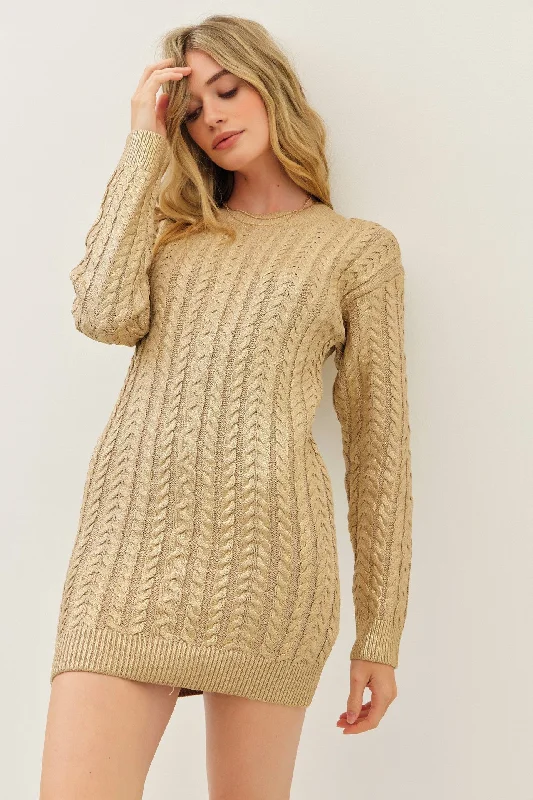 Shimmer Sweater Dress Spandex Rayon Corduroy