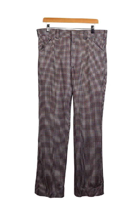 70s/80s Checkered Pants Comfortable Wide-Leg Pants
