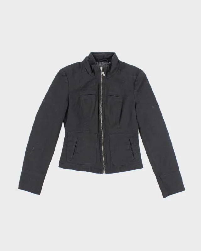 Vintage Y2k 00s Guess Black Jacket - S V-Neck Jacket Boat Neck Jacket Square Neck Jacket