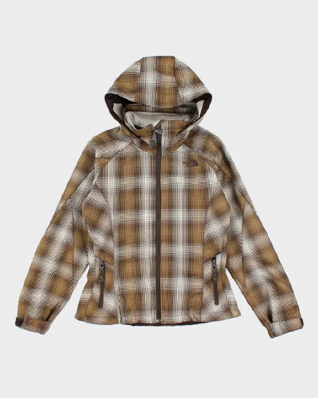 The North Face Brown Checked Hooded Lined Waterproof Jacket - S Jacket Blazer Coat