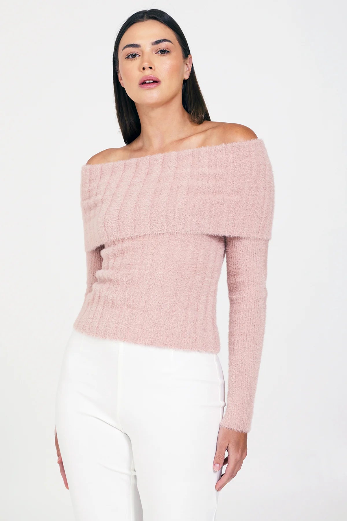 Tores Sweater Top Blush - Bailey44 Solid Print Embellished