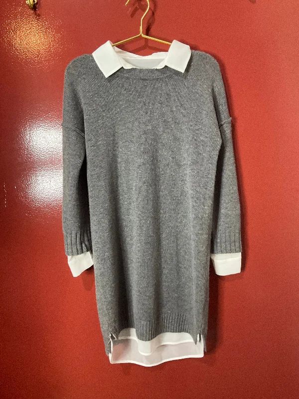 Brochu Walker Grey Sweater Dress XS Fitted Loose Oversized