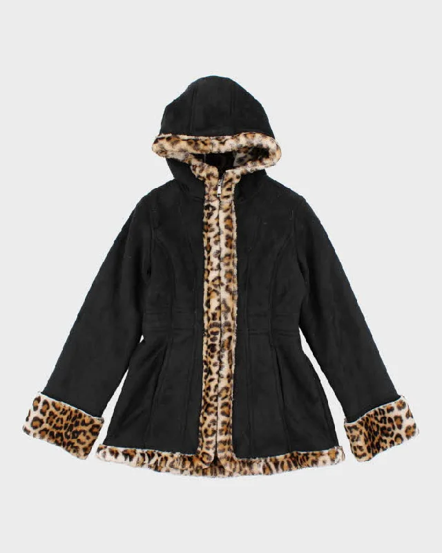 Vintage Y2k 00s Hawke Faux Suede Hooded Jacket - XS Faux Fur Fabric Real Fur Fabric Shearling Fabric