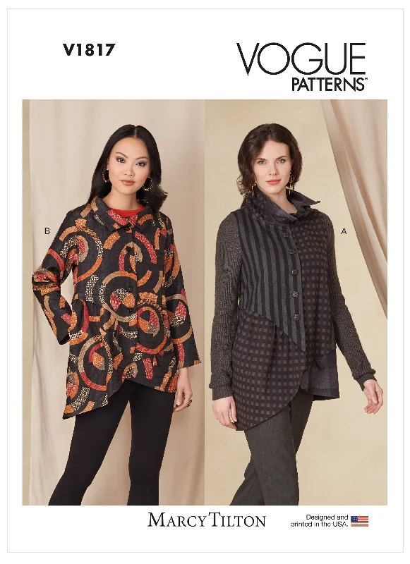 Vogue Pattern V1817  Misses' Jacket and Vest Zippered Front Buttoned Front Snap Front
