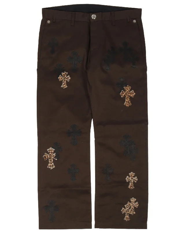 Cross Patch Chino Pants Soft Stretch Leggings