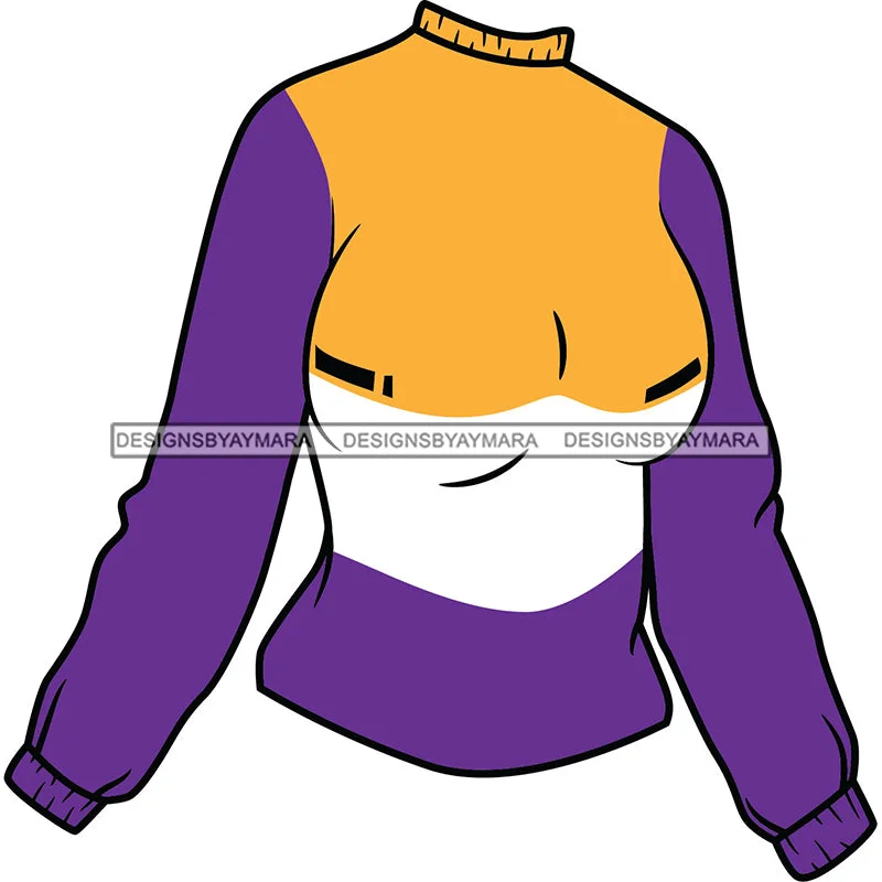 Purple White And Gold Mock Neck Sweater SVG JPG PNG Vector Clipart Cricut Silhouette Cut Cutting Front Pockets Side Pockets Patch Pockets