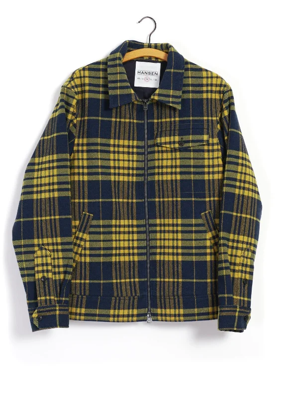 JARLE | Casual Zipper Jacket | Yellow Check Elasticated Jacket Padded Jacket Insulated Jacket