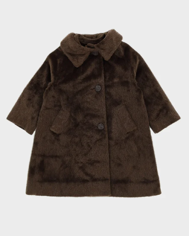 Vintage 1960s Brown Faux Fur Jacket - M Chenille Fabric Brocade Fabric Lace Fabric