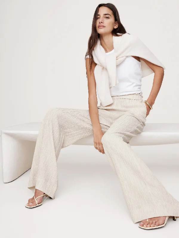 Crinkle Crepe Pull-On Pant Fashionable Sporty Pants