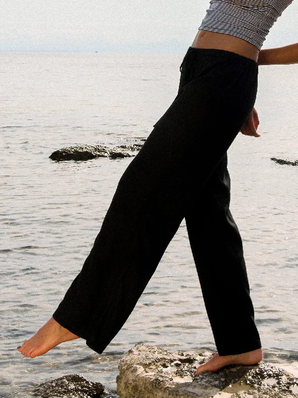 HARLOW LANA LINEN PANT - BLACK Modern Skinny Pants
