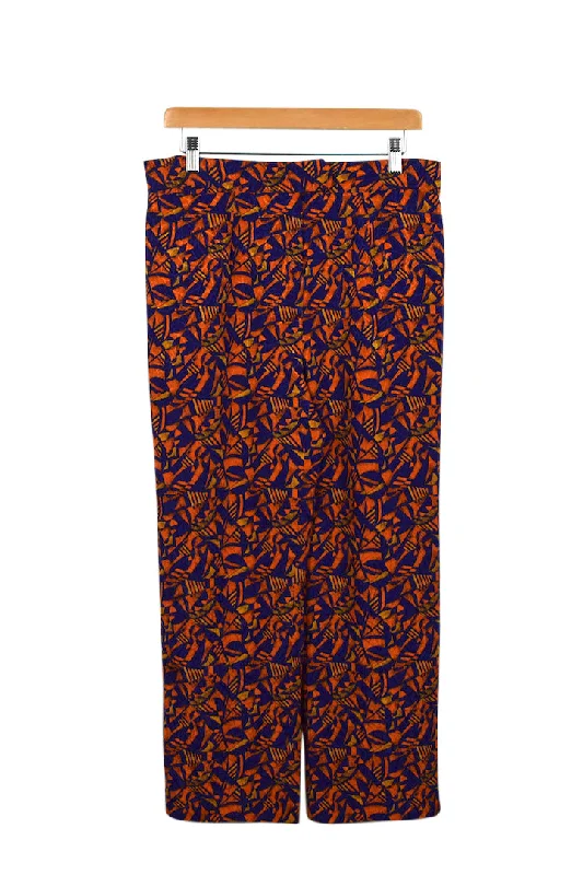 Reworked Abstract Print Pants Warm Wool Trousers