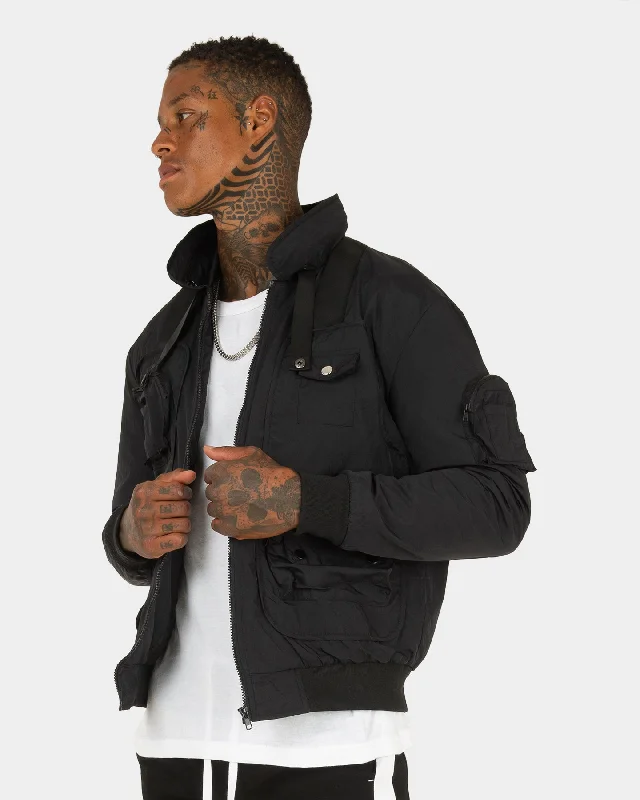 XXIII Legion Pocket Jacket Black Belted Jacket Elasticated Jacket Padded Jacket