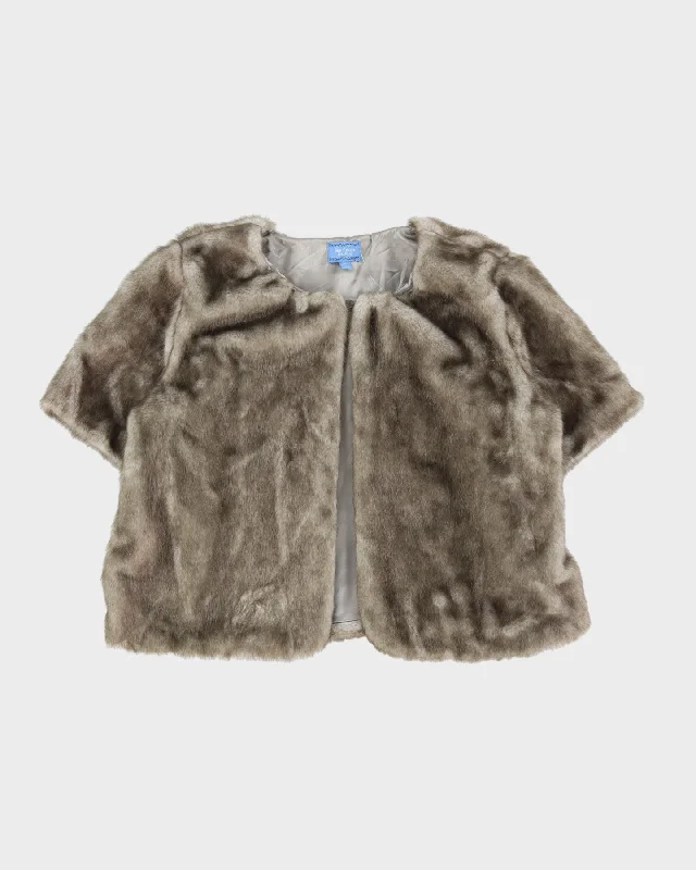 Simply Vera Wang Grey Faux Fur Jacket - XL Mesh Jacket Canvas Jacket Denim Jacket