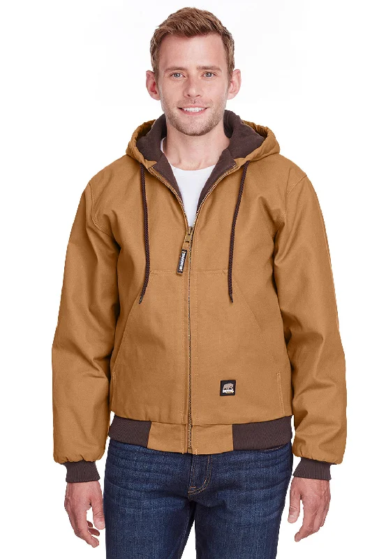 Berne Mens Heritage Duck Water Resistant Full Zip Hooded Jacket - Duck Brown Satin Fabric Silk Fabric Chiffon Fabric