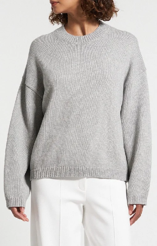Oversized Sweater Light Heather Grey - Theory Women Bright Pastel Dark