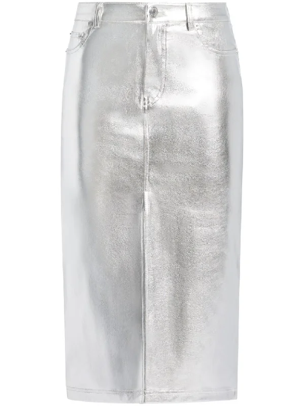 OAKLYN METALLIC-EFFECT MIDI SKIRT wool skirt sturdy