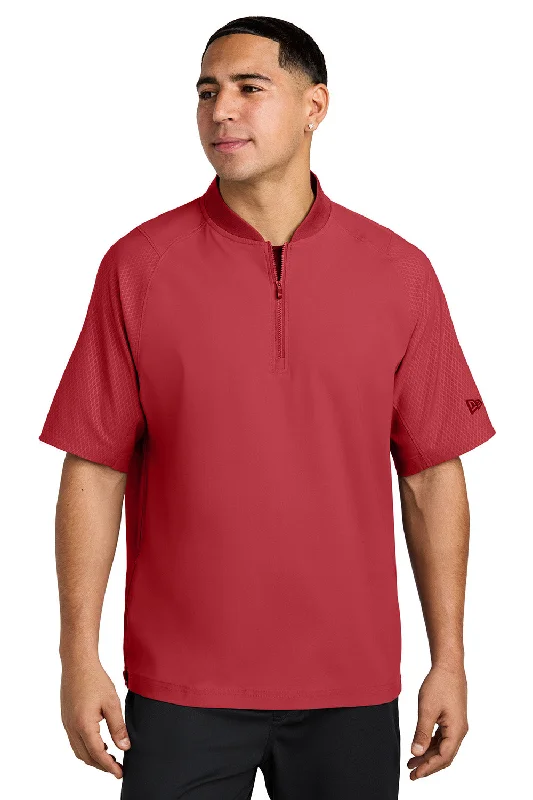 New Era Mens Cage Wind & Water Resistant 1/4 Zip Jacket - Scarlet Red Faux Fur Jacket Real Fur Jacket Shearling Jacket New Era Mens Cage Wind & Water Resistant 1/4 Zip Jacket - Scarlet Red Faux Fur Jacket Real Fur Jacket Shearling Jacket