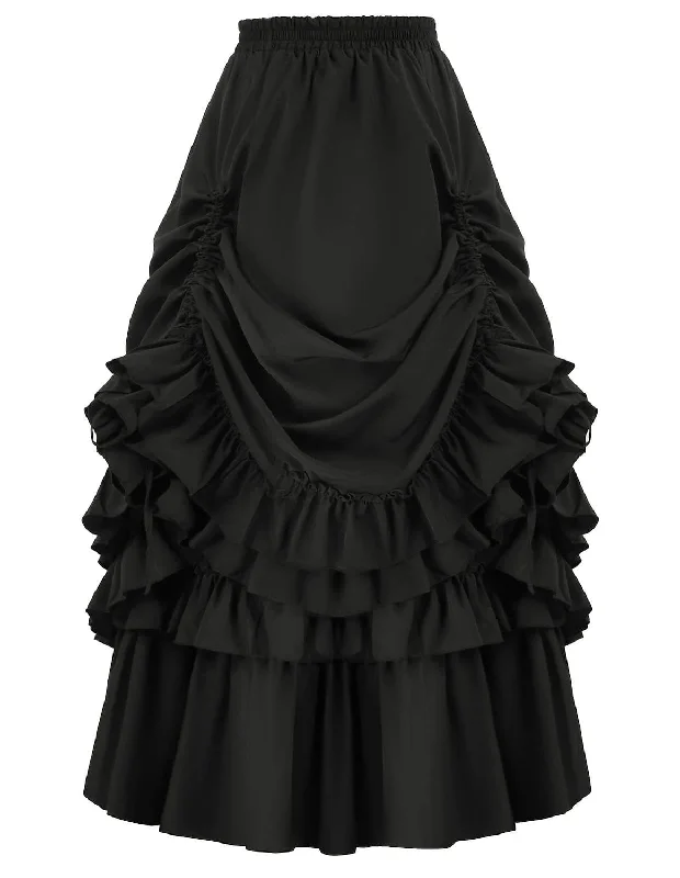 Vintage Punk Casual Daily Skirts With Flounced silk skirt sleek