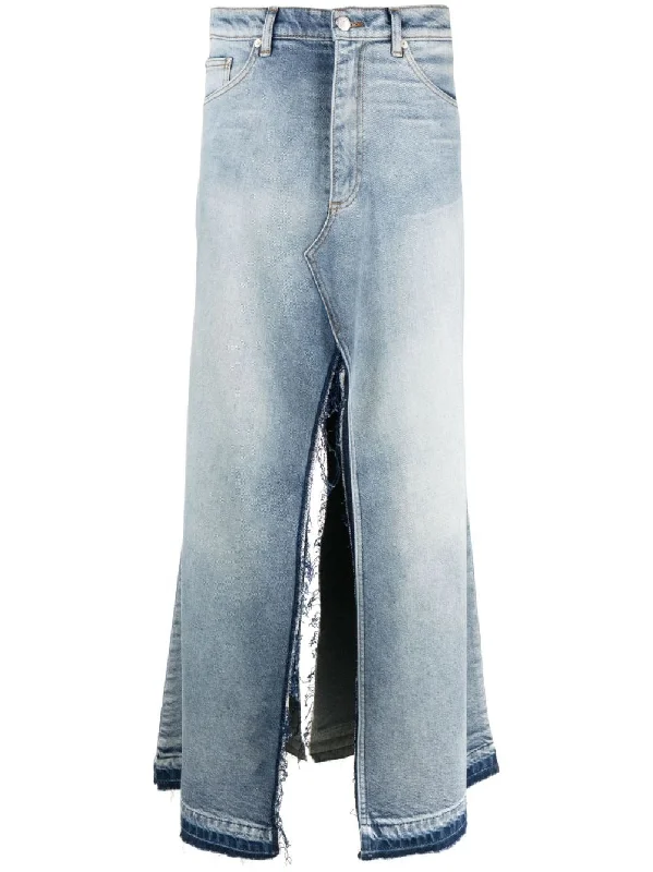 LOGO-PATCH FRAYED-EDGE SKIRT velvet skirt plush