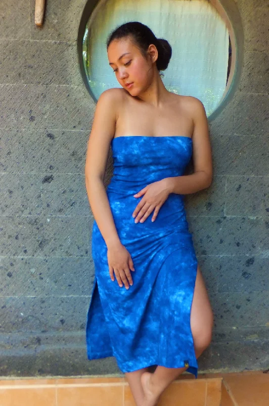 Smokey sky blue organic bamboo skirt denim skirt classic