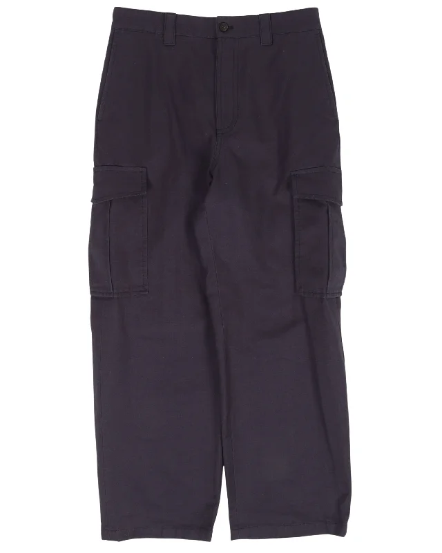 Straight Leg Cargo Pants Chic Wool Trousers