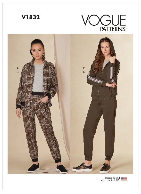 Vogue Pattern V1832  Misses' and Misses' Petite Jacket and Pants Front Pockets Side Pockets Patch Pockets