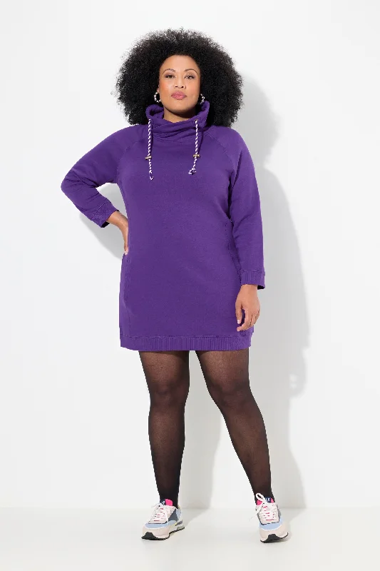 Ulla Popken Sweater Dress in Purple Cotton Fabric Linen Fabric Terry Fabric