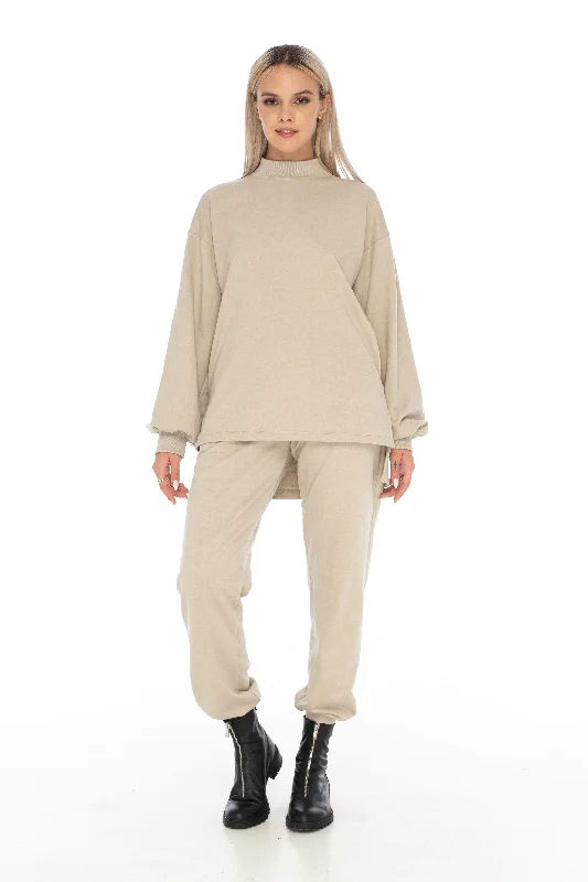 Loungewear Long Pocket Sweater Camel - Skemo Neon Metallic Matte