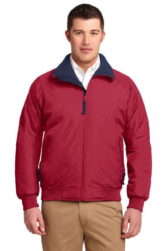 Port Authority Mens Challenger Wind & Water Resistant Full Zip Jacket - True Red/True Navy Blue Chenille Jacket Brocade Jacket Lace Jacket