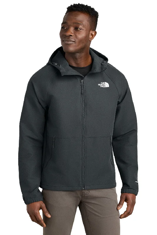 The North Face Mens Barr Lake Water Resistant Soft Shell Full Zip Hooded Jacket - Heahter Dark Asphalt Grey Trench Coat Raincoat Waterproof Jacket