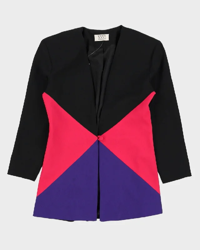 00s Black Color Block Black Jacket - S Hoodie Zip-Up Jacket Button-Up Jacket