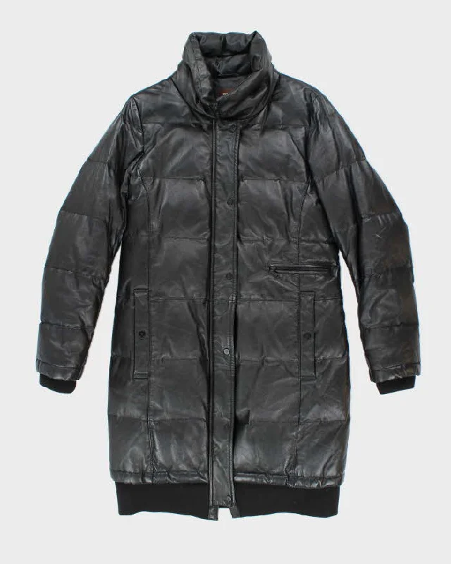 Vintage Y2K Danier Heavyweight Long Leather Puffer Jacket - XS Fitted Jacket Loose Jacket Oversized Jacket