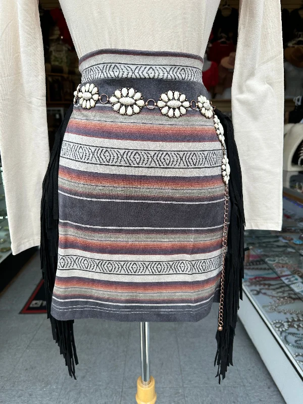 Suede Fringe skirt corduroy skirt textured