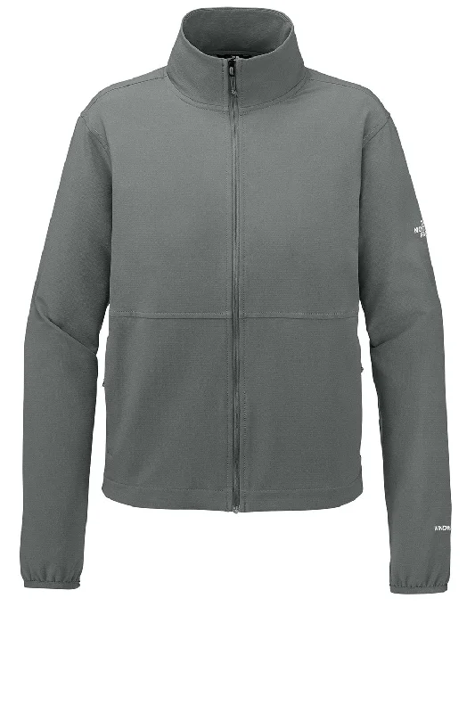 The North Face Womens Edge Stretch Wind & Water Resistant Full Zip Soft Shell Jacket - Smoked Pearl Grey - NEW Zip Front Button Front Snap Front