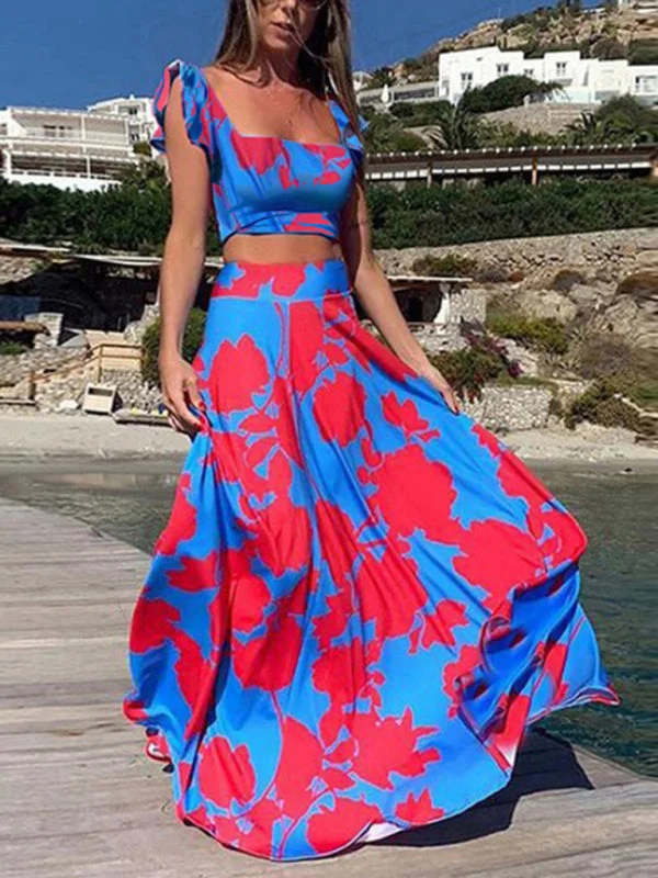 Blue Zone Planet | Anna'S Two-Piece Floral Print Maxi Skirt Suit summer skirt style