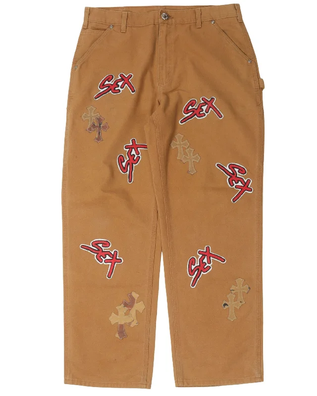 Sex Records Cross Patch Carpenter Double Knee Pants Classic Bootcut Trousers