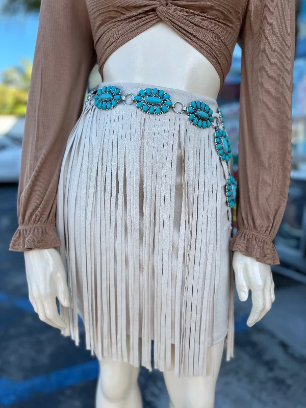 Suede fringe skirt cashmere skirt plush