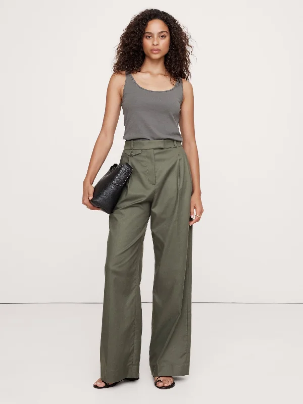 Carmel Pleated Wide-Leg Pant Comfortable Jogging Pants