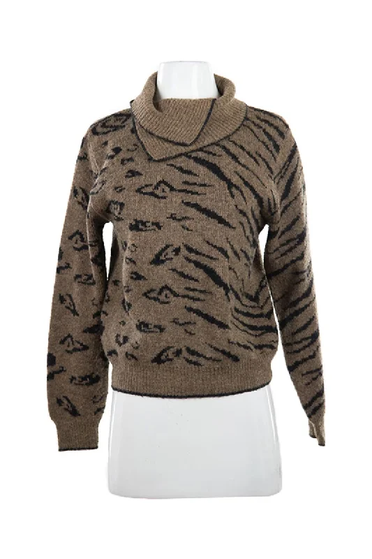 Vintage 80s No Brand Sweater Beaded Sweater Sequined Faux Fur