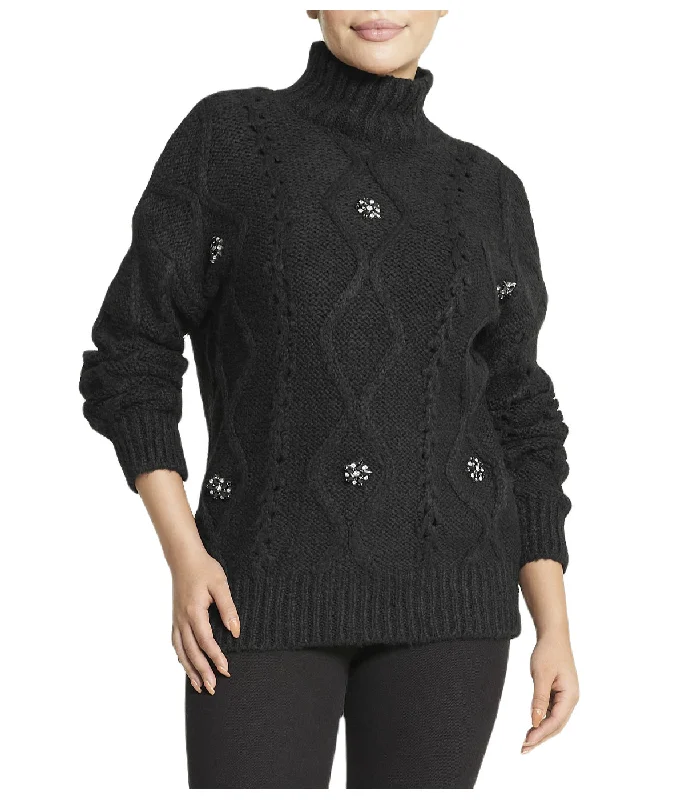 Floral Embellished Sweater Soft Cozy Warm