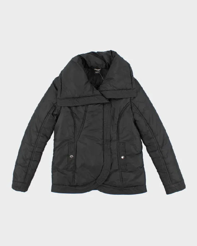 Vintage Women's Y2K Guess Jeans Cropped Puffer Jacket - S Herringbone Jacket Checkered Jacket Solid Jacket